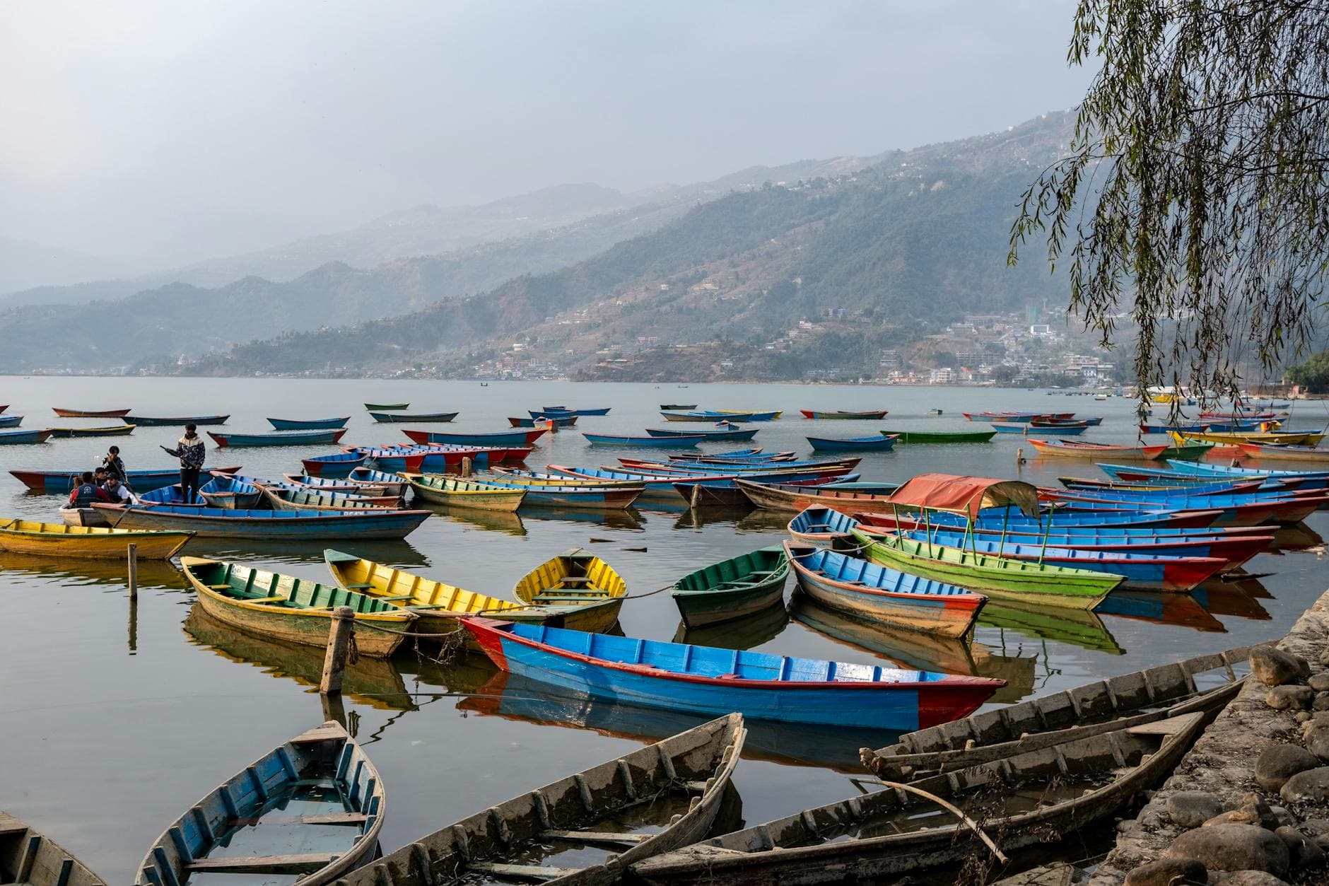 Phewa湖のボート、Pokhara